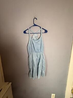 Pomelo Womens Light Blue Cotton Sleeveless Romper Size XL Made USA